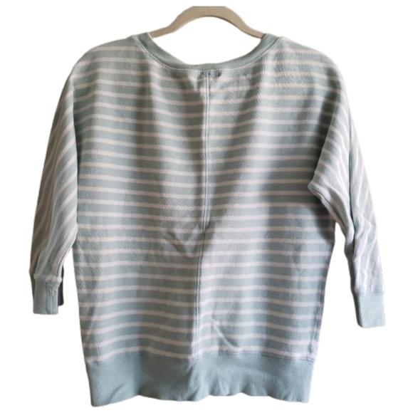 Caslon Top S Small Mint White Stripe 3/4 Sleeve - Picture 3 of 5